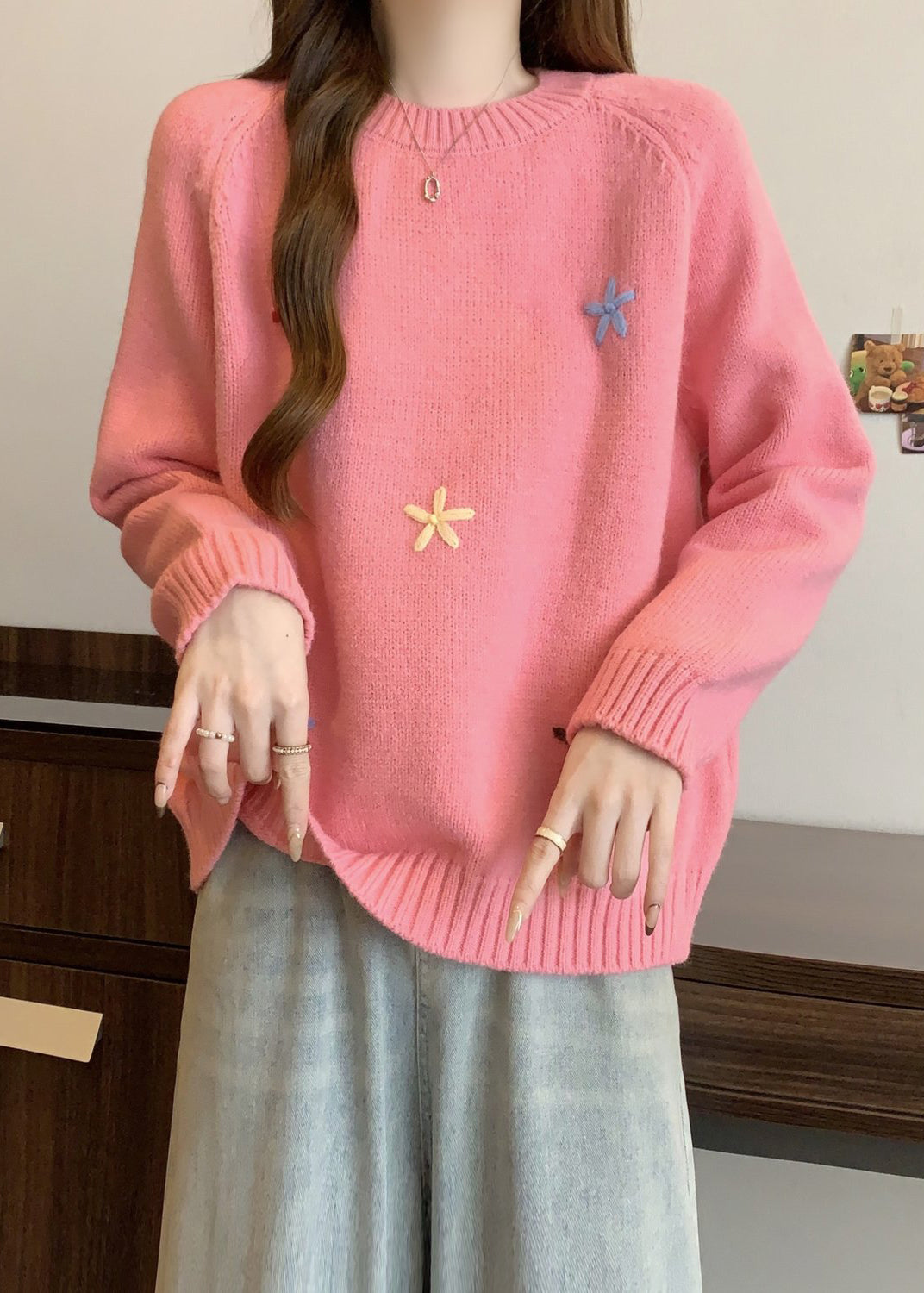 Stylish Yellow O Neck Thick Knit Sweaters Winter Rg038