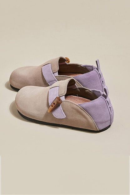 Suede Color Patchwork Slip-on Flats