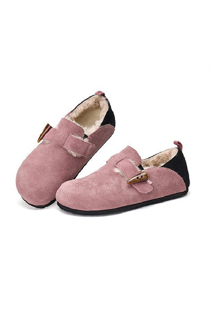 Suede Color Patchwork Slip-on Flats