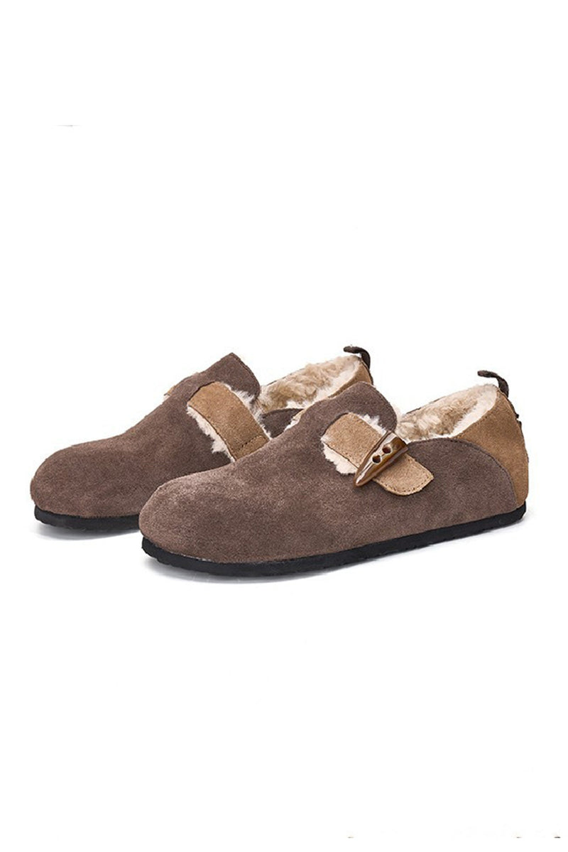 Suede Color Patchwork Slip-on Flats