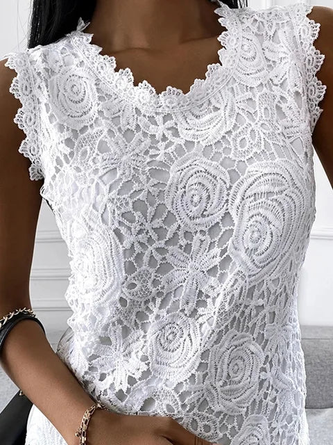 Summer Lace Jacquard Sleeveless T-shirt S-5xl Vest Camisole Halter Top