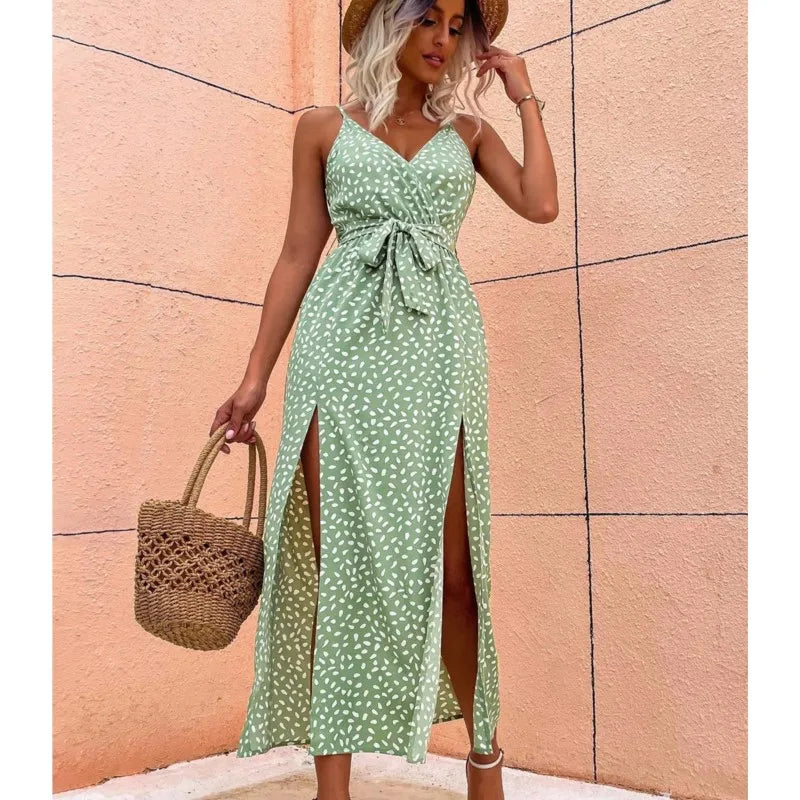 Backless Bandage Beach Black Sleeveless Midi Dresses
