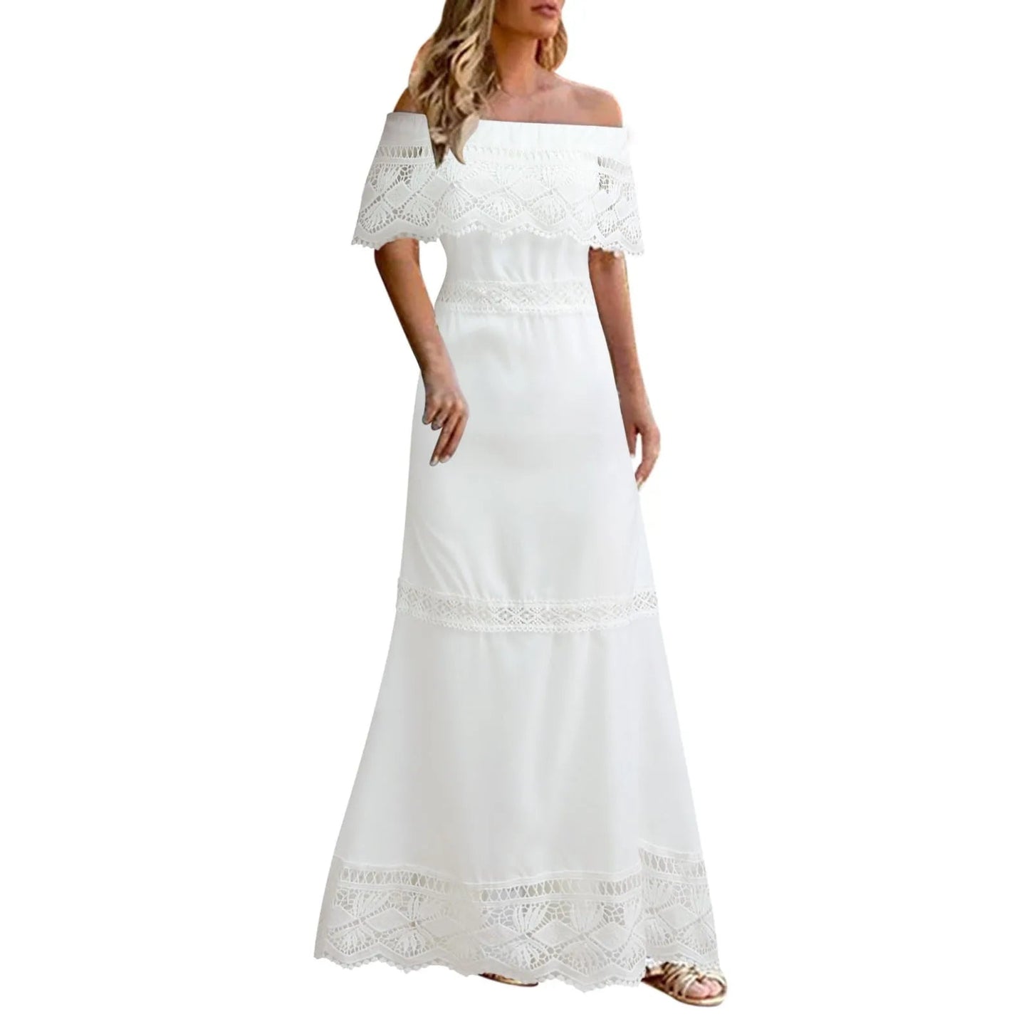 Summer Sleeveless Spaghetti Strap Color Square Neck Beach Sun High Low Tiered Smocked Maxi Dress