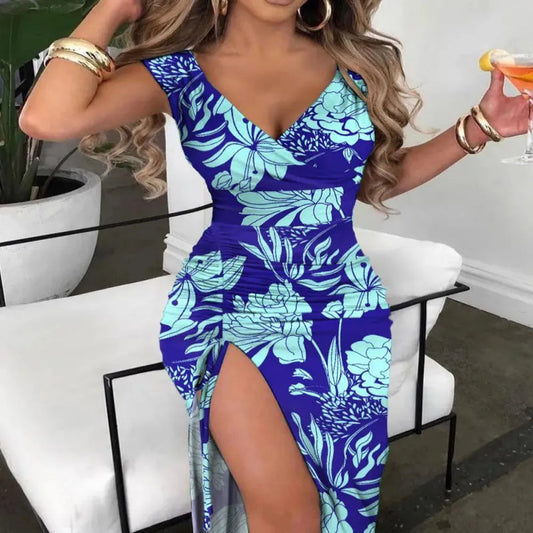 Long Evening Split Midi Dress