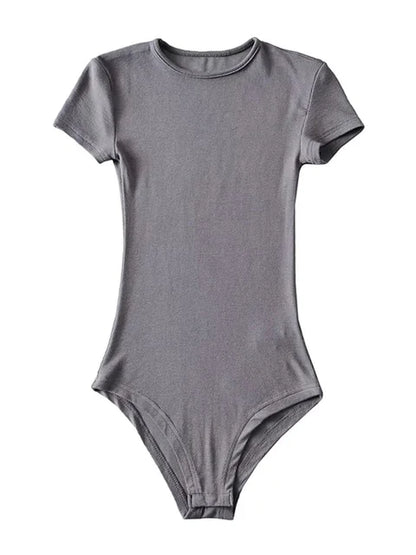 Summer Slim Short-sleeve O-neck Tops Bodysuits Female Rompers Jumpsuits