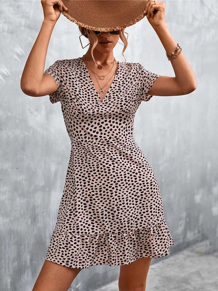 Summer Short V Neck Flower Mini Midi Dresses