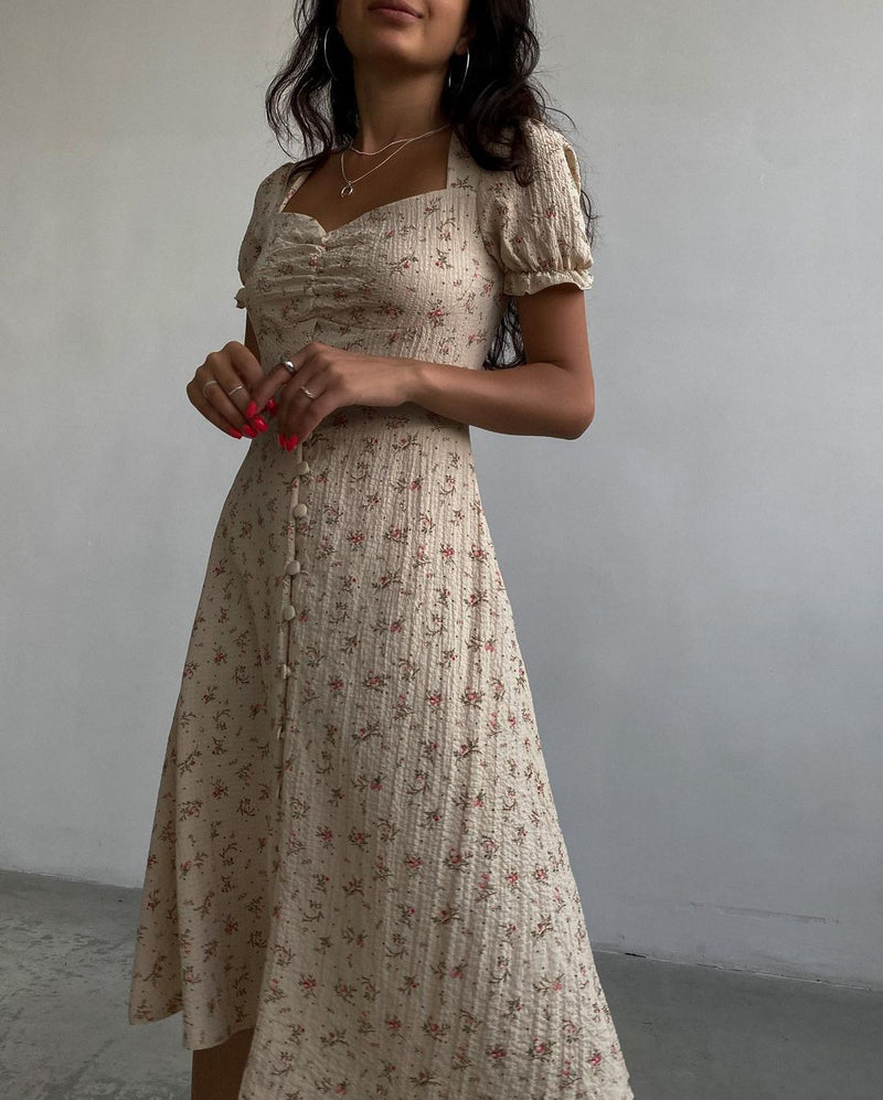 Summer Side Split Long Dress Female Beach Retro Print Sundress Vestido