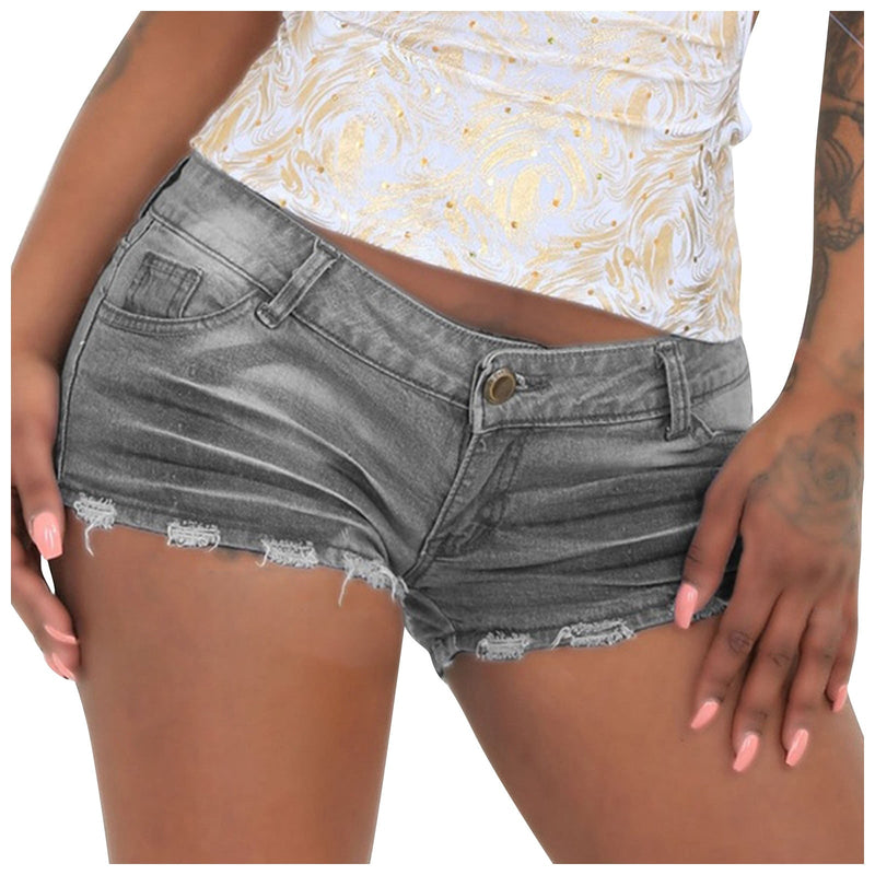 Summer Denim Gray Blue Slim Shorts