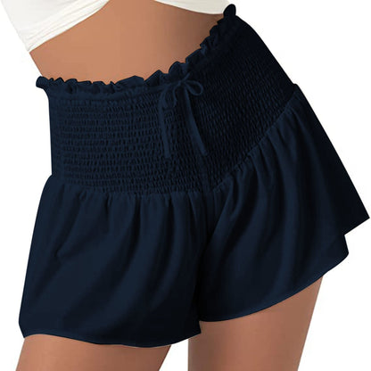 High Waist Loose Shorts Sports Drawstrings Print Beach Shorts