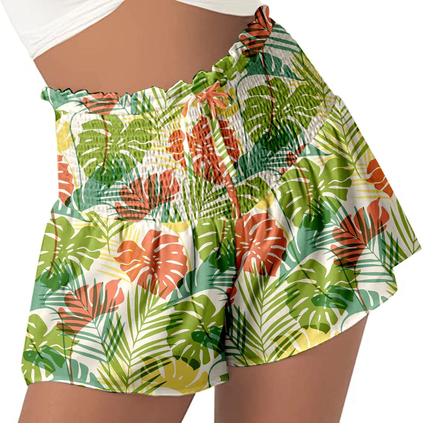 High Waist Loose Shorts Sports Drawstrings Print Beach Shorts