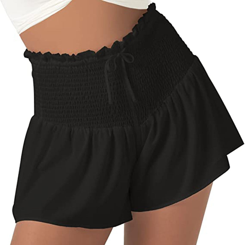 High Waist Loose Shorts Sports Drawstrings Print Beach Shorts