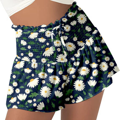 High Waist Loose Shorts Sports Drawstrings Print Beach Shorts