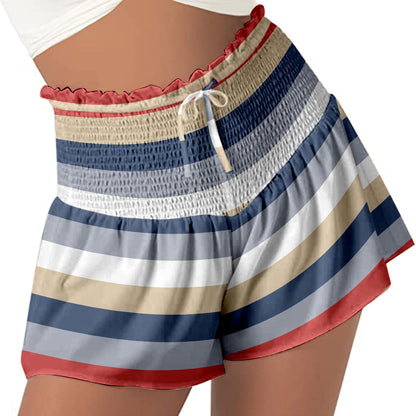 High Waist Loose Shorts Sports Drawstrings Print Beach Shorts