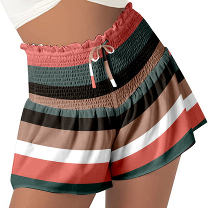 High Waist Loose Shorts Sports Drawstrings Print Beach Shorts