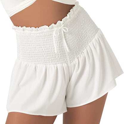 High Waist Loose Shorts Sports Drawstrings Print Beach Shorts