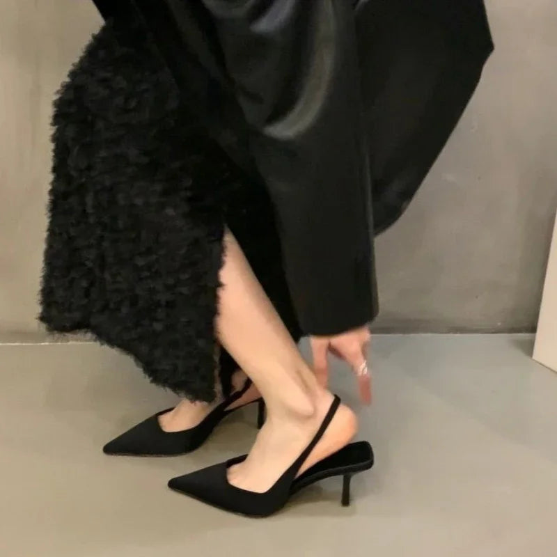 Summer Autumn Color Banquet Pointed Toe Comfortable Slip-on Shoes Low Heel Pumps