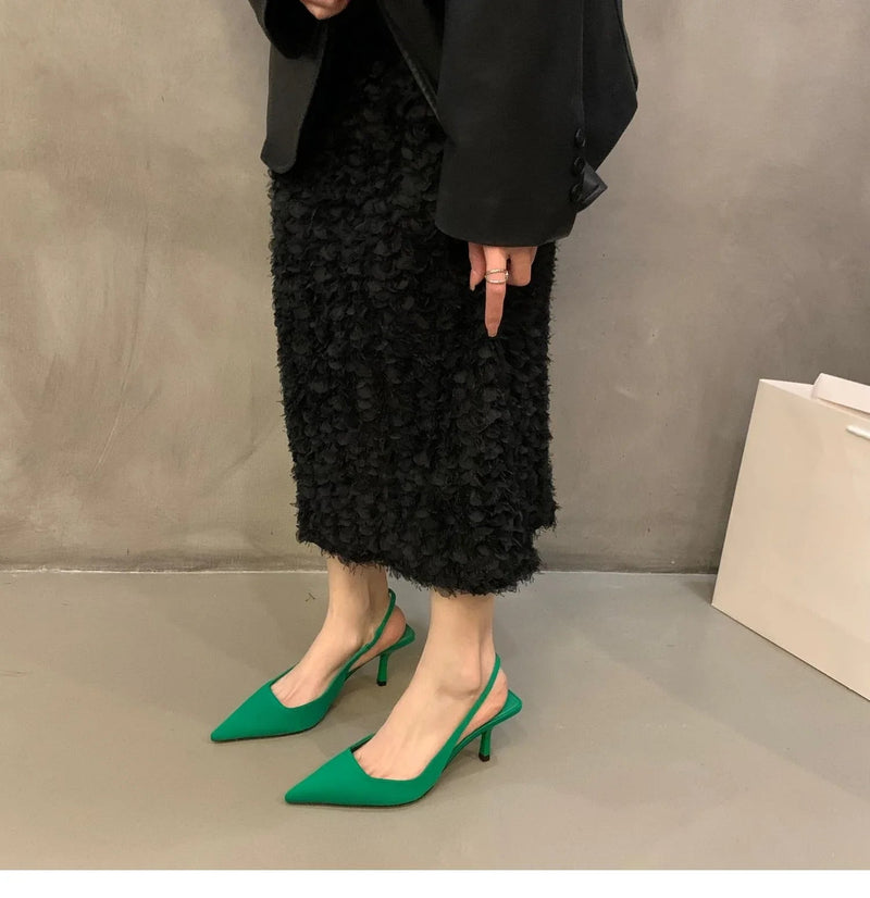 Summer Autumn Color Banquet Pointed Toe Comfortable Slip-on Shoes Low Heel Pumps