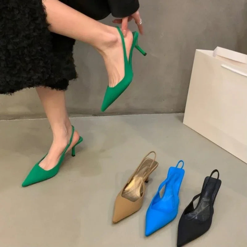 Summer Autumn Color Banquet Pointed Toe Comfortable Slip-on Shoes Low Heel Pumps