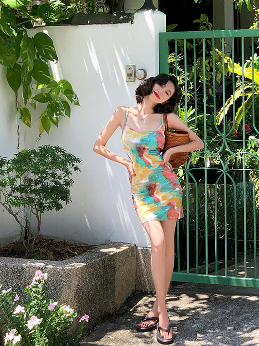 Summer Tie-dye Print Mini Dress
