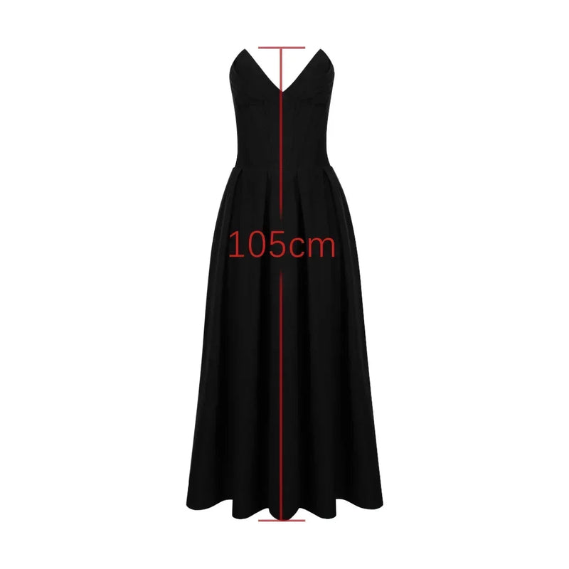 Suninheart Black Strapless Corset Midi Dresses