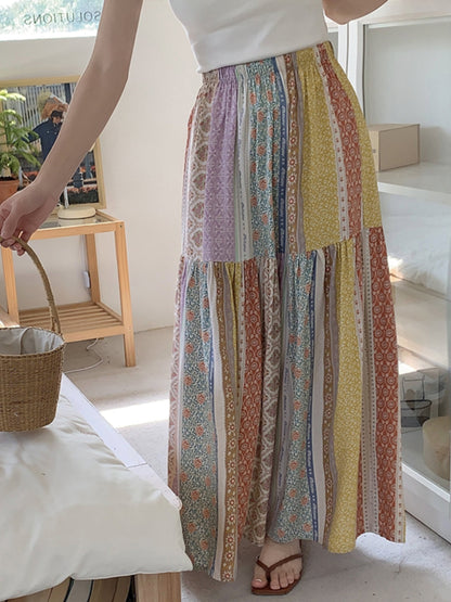 Sweet Cotton Skirt Summer Crinkled Midi Skirt for Flowy Skirt