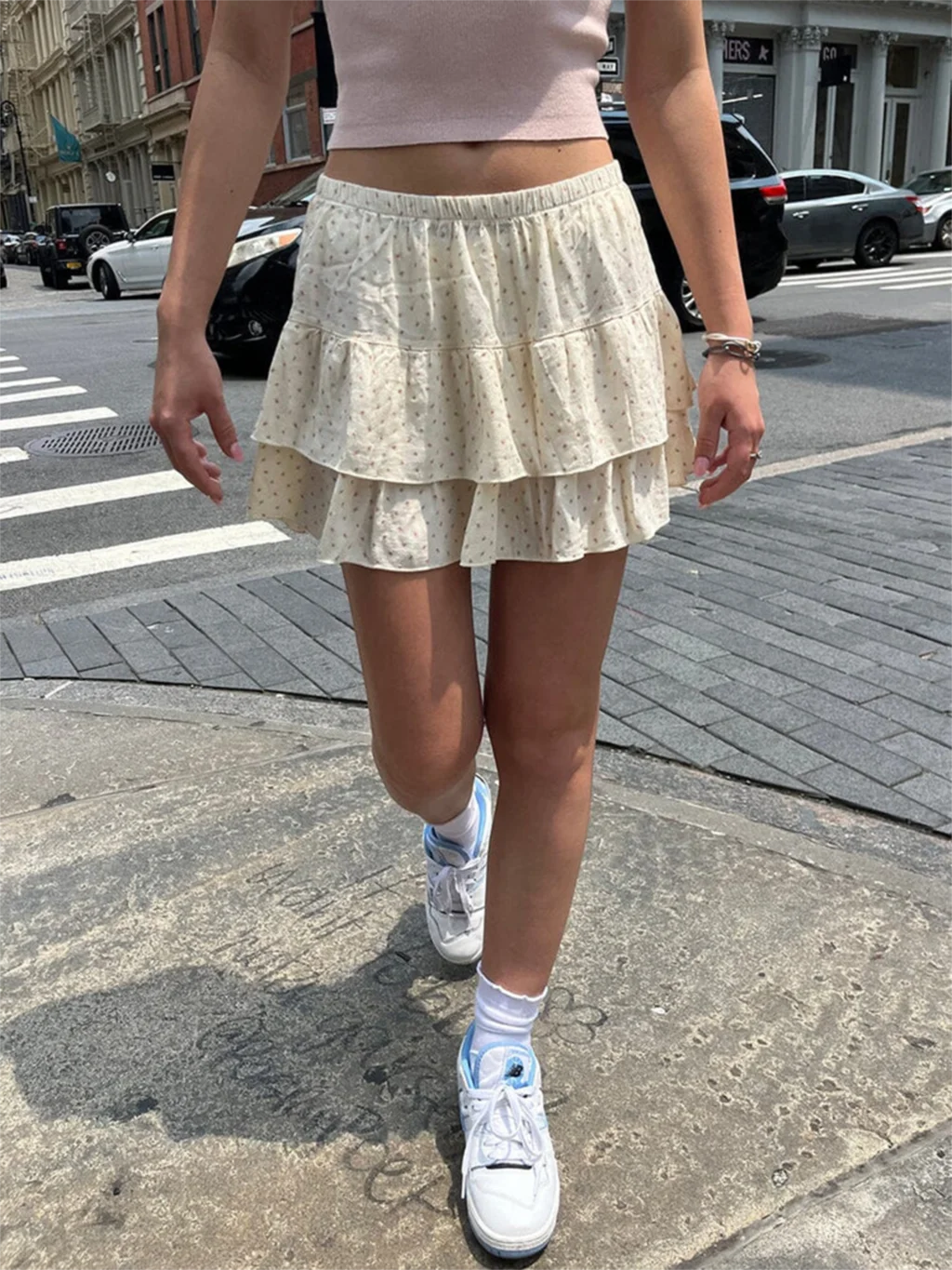 Dressbetty - Sweet Print High Waist Mini Bud Skirt