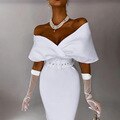 Off-shoulder Party Evening Formal Midi Dress