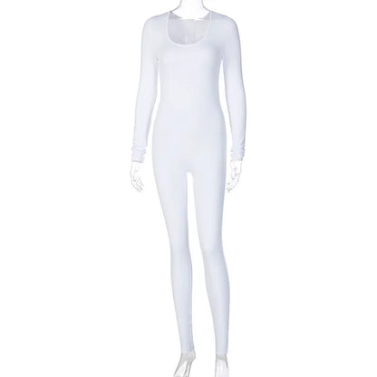 Black Jumpsuit Spring Long Sleeve V-neck Bodycon Catsuit One Piece Stretchy Fitness Rompers Overalls Jumpsuit