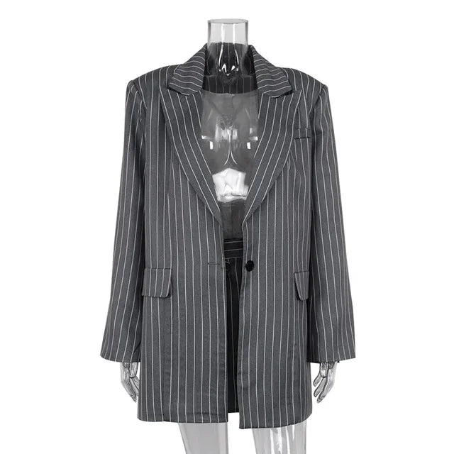 High Waist Slim Skirt Sets for Loose Long Sleeve Coats Woman Temperament Blazer 2 Piece Sets Outfits
