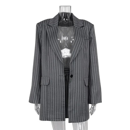 High Waist Slim Skirt Sets for Loose Long Sleeve Coats Woman Temperament Blazer 2 Piece Sets Outfits
