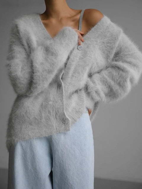 Knitted Cardigan V Nekc Loose Long Sleeve Sweater Female Autumn Winter New Cardigans