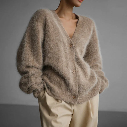 Knitted Cardigan V Nekc Loose Long Sleeve Sweater Female Autumn Winter New Cardigans