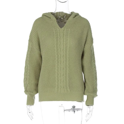 Knitted Hoodies Sweater Loose Long Sleeve Autumn Pullover Woman Street Baggy Coat Female Winter Clothes
