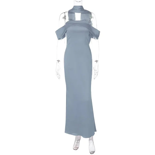 Backlesss Long Dress for Off Shoulder Sleeveless Dresses Lady Party Temperament Wedding Dress Woman