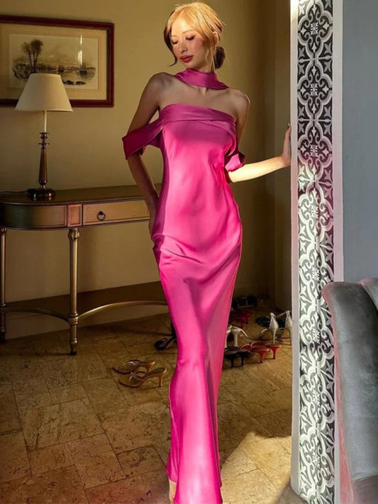 Backlesss Long Dress for Off Shoulder Sleeveless Dresses Lady Party Temperament Wedding Dress Woman