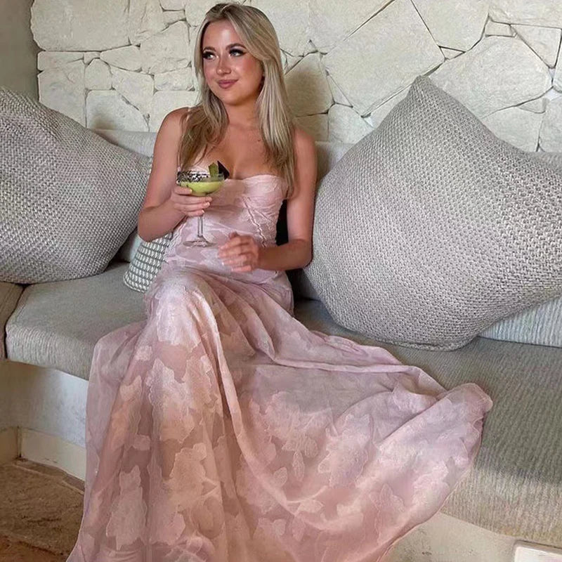 See Through Beach Spaghetti Maxi Dress for Plunge Off Shoulder Mesh Patchwork Long Holiday Dress Femme