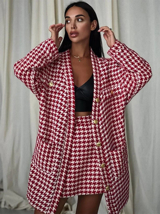 Slim High Waist Skirt Sets 2 Piece Outfits Loose Cardigan Conjuntos De Falda Street Mini Dress Suits