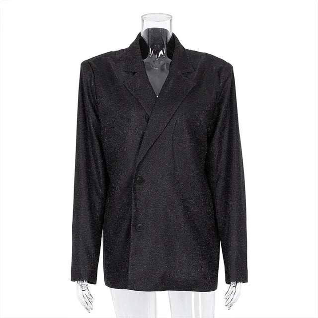 Sparkly Blazers for Oversized Loose Sliver Black Gliiter Jackets Blazer Set Pink Coat Party Outfits