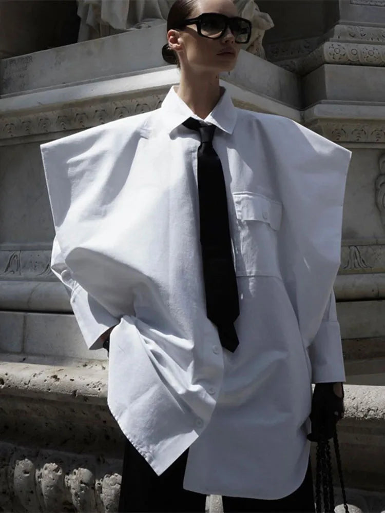 Suit Tie Blouse Loose Long Sleeve White Shirts ’s Street Temperament Camisas De Mujer New