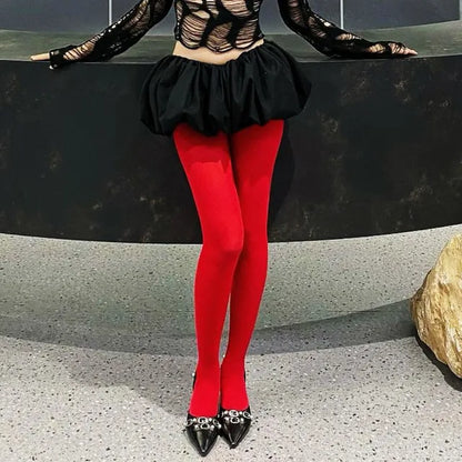 Tights Leggings Bodycon Red See Through Lingerie Femme Pantyhose Summer New Slim Lace Stockings Woman Lingerie