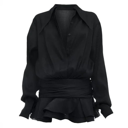 White Chiffon Mini Dress for Loose Oversized Pleated Mini Dress See-through Summer Beach Shirt Dress