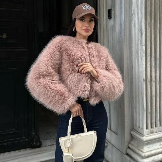 Winter Faux Fur Coat Spring New Long Sleeve Cardigan Female Street Warm Jacket Clothing