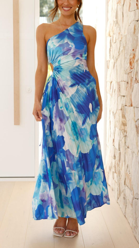 Madison | Pleated One Shoulder Maxi Dress