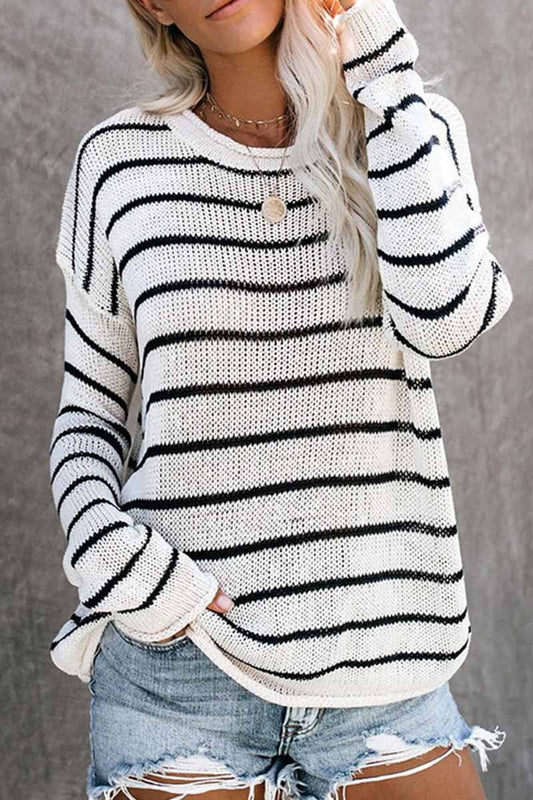 Loose Grid Round Neck Sweater