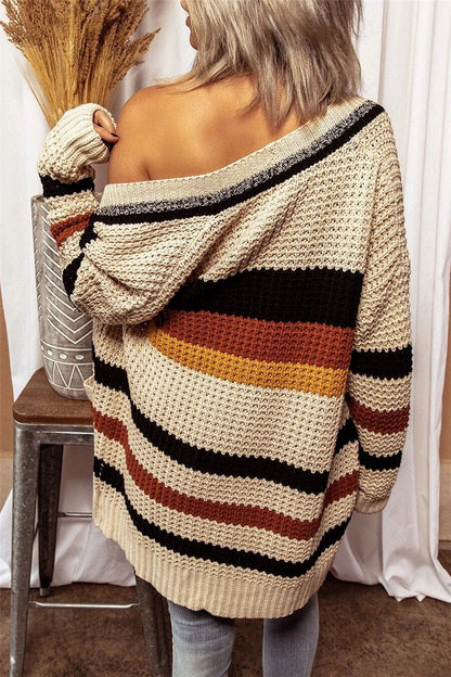 Long Sleeve Loose V-neck Cardigan Sweater