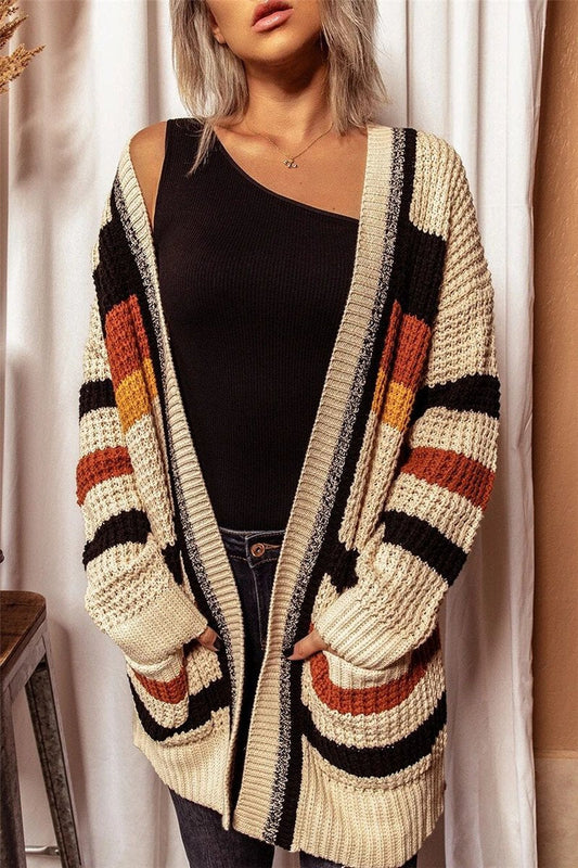 Long Sleeve Loose V-neck Cardigan Sweater