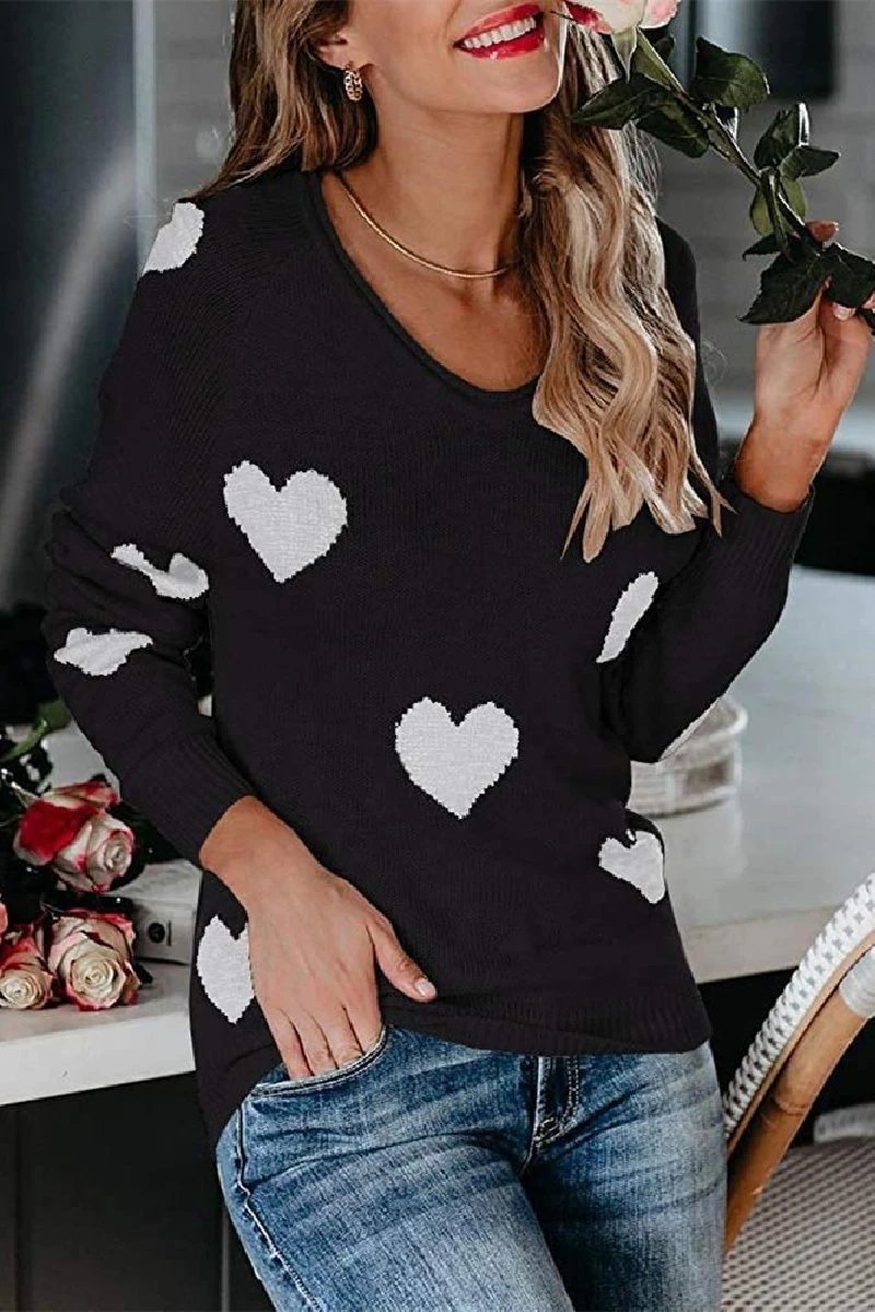 Loose V-neck Love Knitted Sweater(5 Colors)