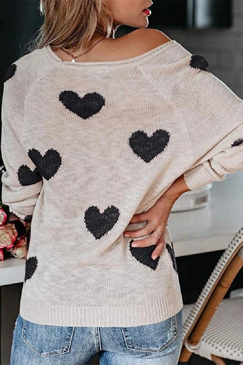 Loose V-neck Love Knitted Sweater(5 Colors)