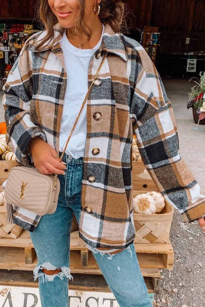 Big Plaid Coat Tops(6 Colors)