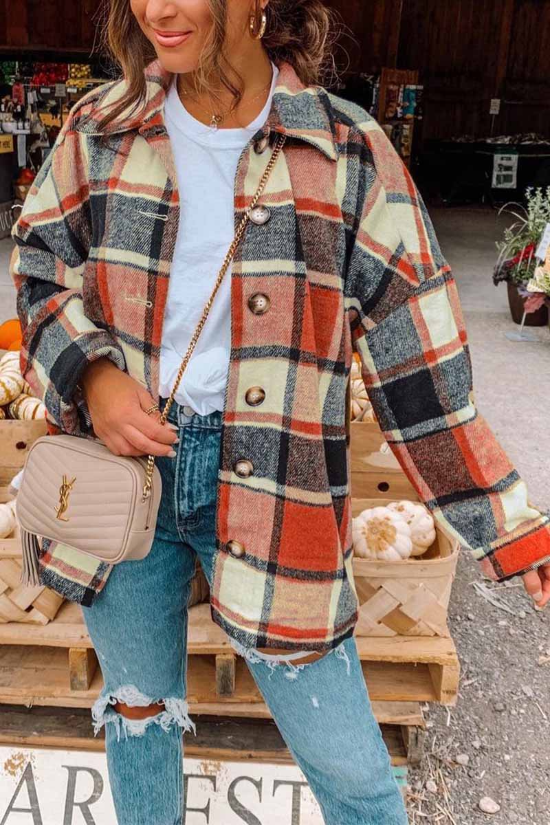 Big Plaid Coat Tops(6 Colors)
